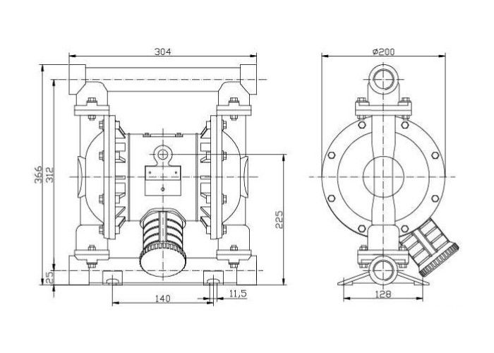 Stainless steel Pneumatic Diaphragm Pump DN100 For Large Flow Transfer